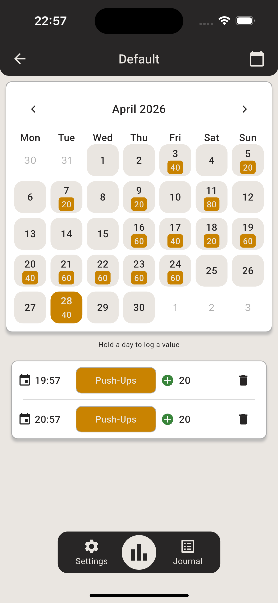 Calendar view in Tally Counter